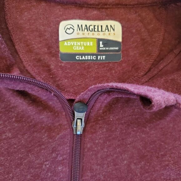Magellan Outdoors Men's Adventure Gear Long Sleeve Wine 1/4 Zip T-Shirt Size L - Picture 3 of 4